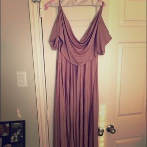 Asos cold shoulder cowl back pleated maxi dress